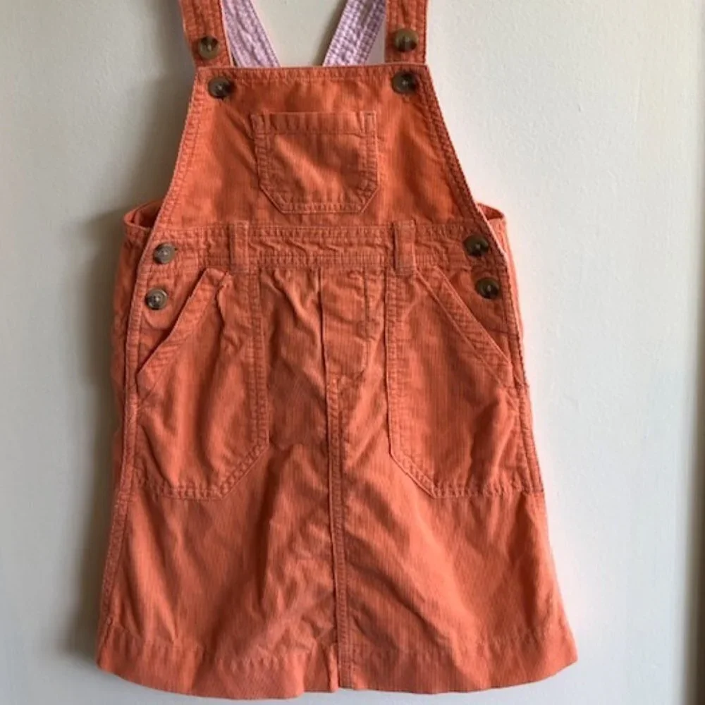 RALPH LAUREN Y2K Corduroy Orange Overall Jumper Dress 4